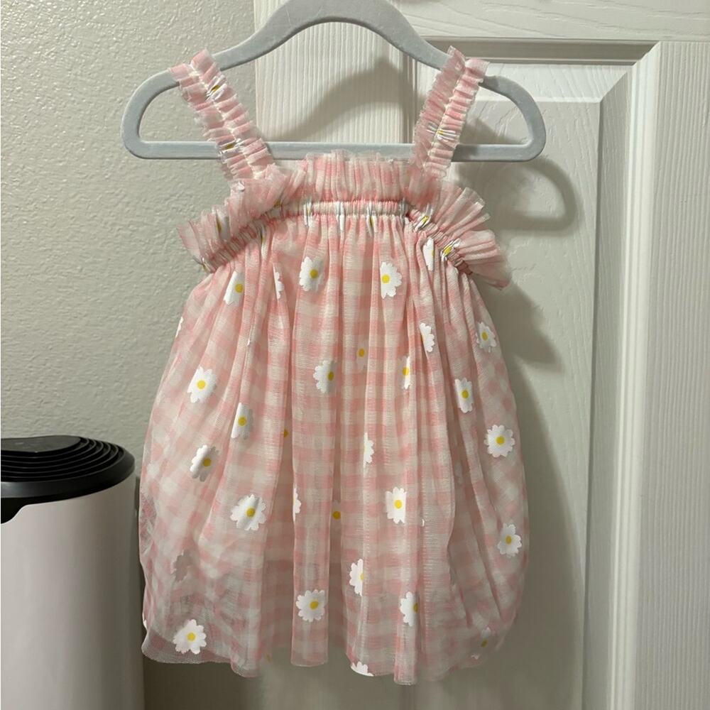 Cat & Jack Pink Gingham Daisy Tulle Baby Dress